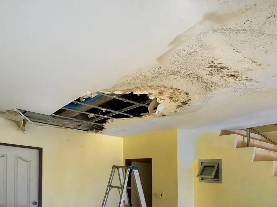 Ceiling leak water damage stain in a Marietta, GA home