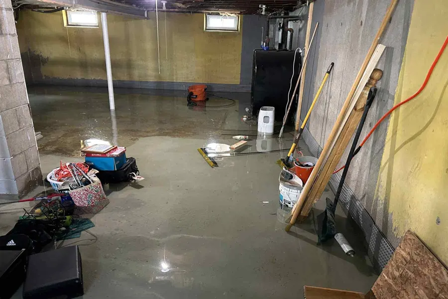 Storm flood water damage cleanup in a Marietta, GA home